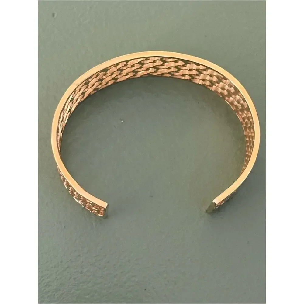 Tory Burch Gold Plated Statement Logo T Wide Cuff Bracelet NWOT